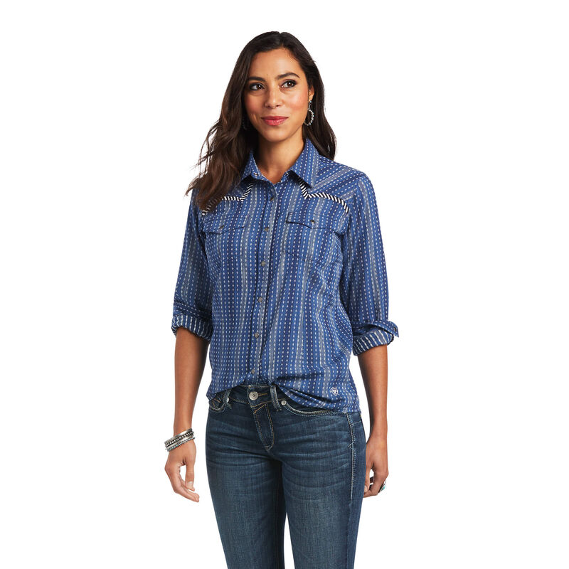 Blusas Ariat Real Darling Azules Mujer - Chile 962-NAGXSP